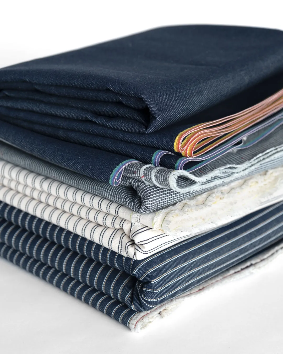11.5oz Retro Striped Raw Denim - Indigo/Tan/White