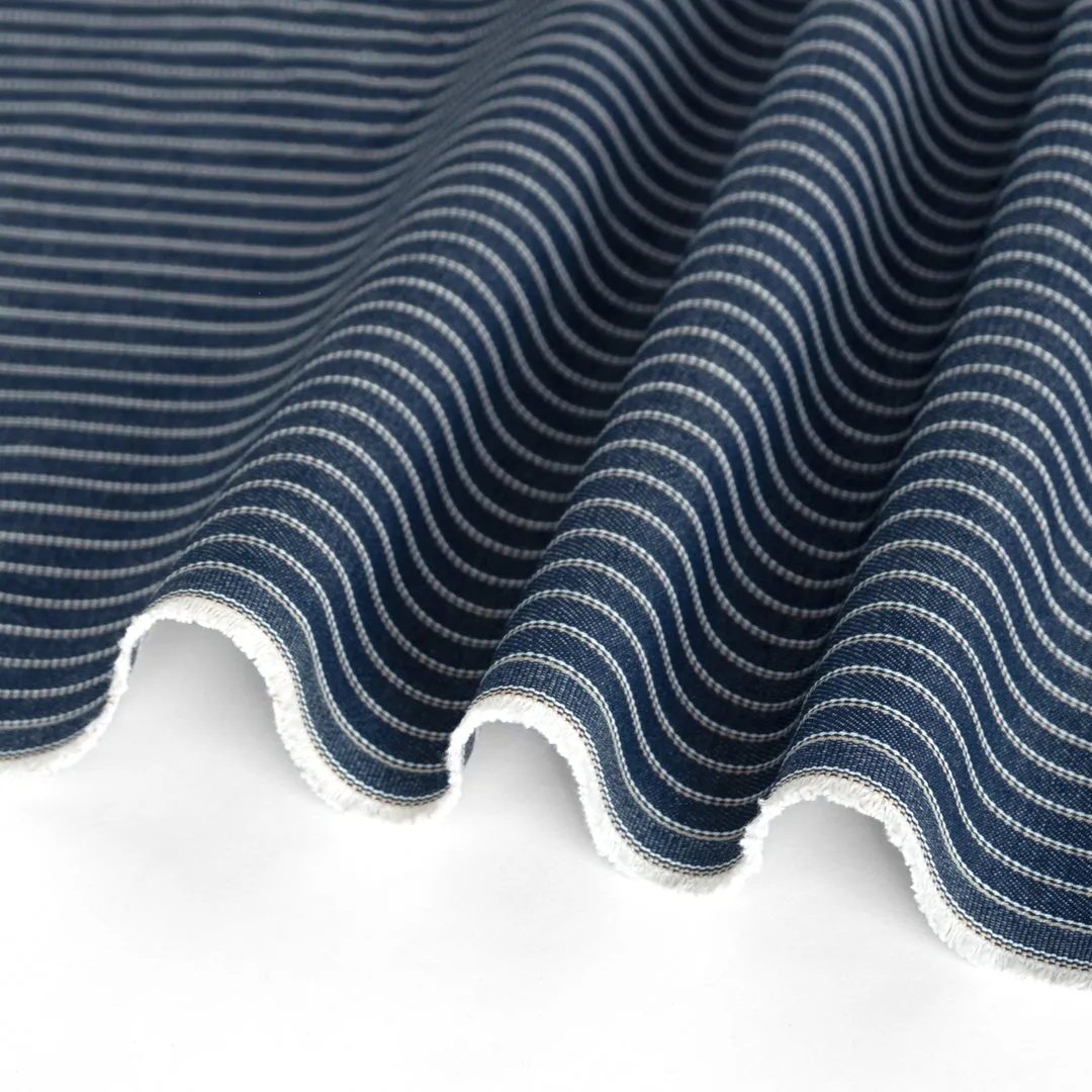11.5oz Retro Striped Raw Denim - Indigo/Tan/White