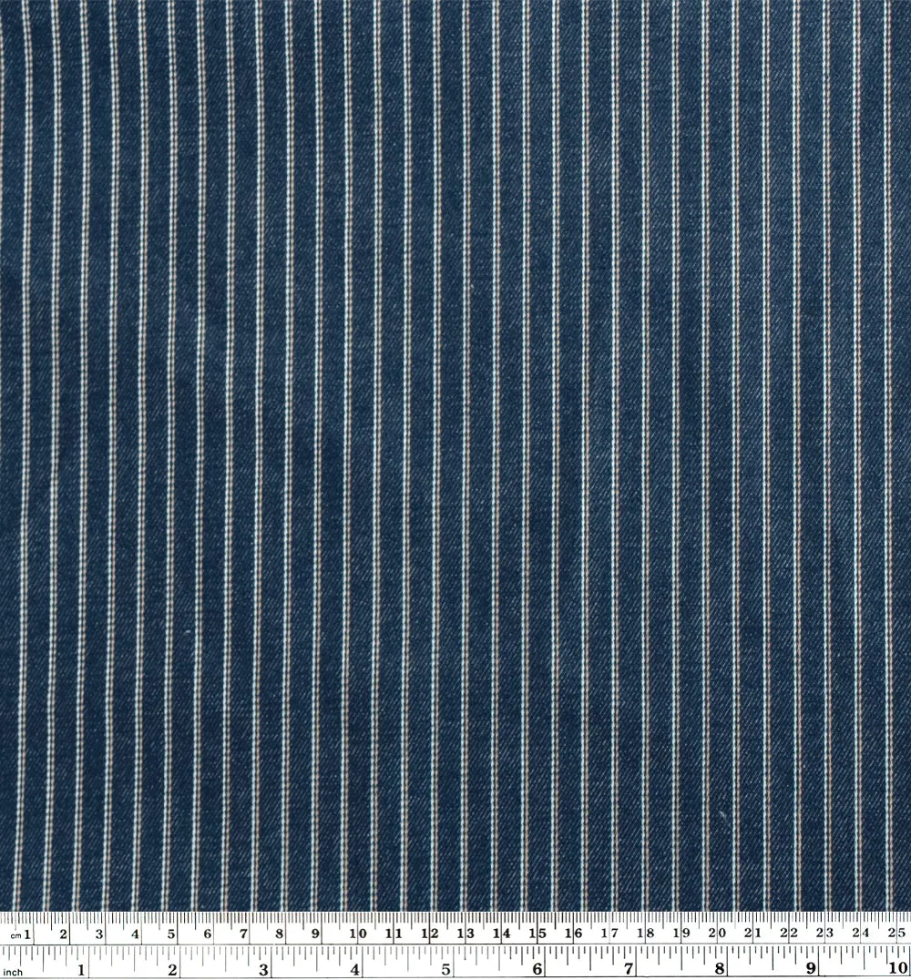 11.5oz Retro Striped Raw Denim - Indigo/Tan/White