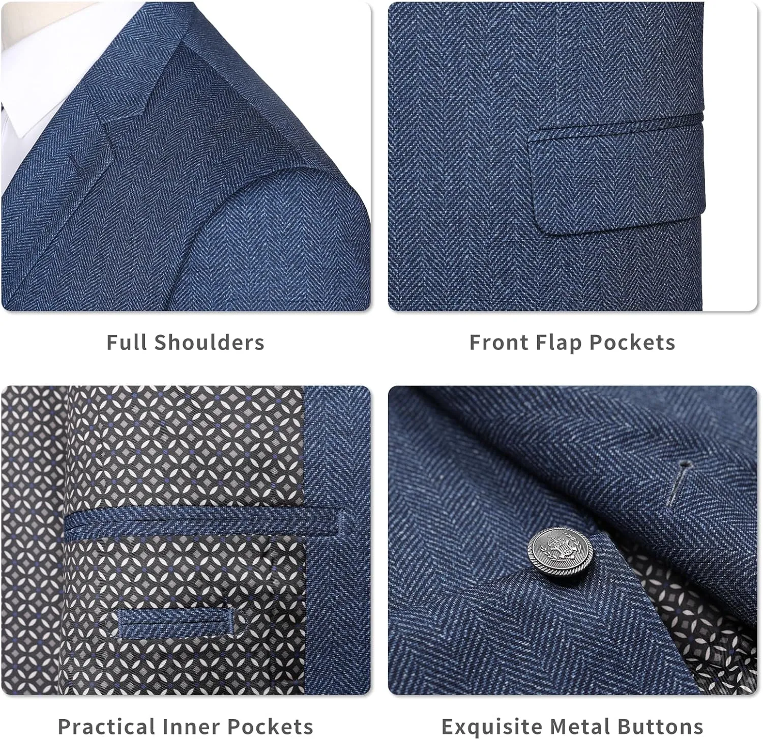AMY ZHU Men's Sport Coat Knit Classic Fit Blazer Single Breasted 2 Button Notch Lapel Suit Jacket for Daily