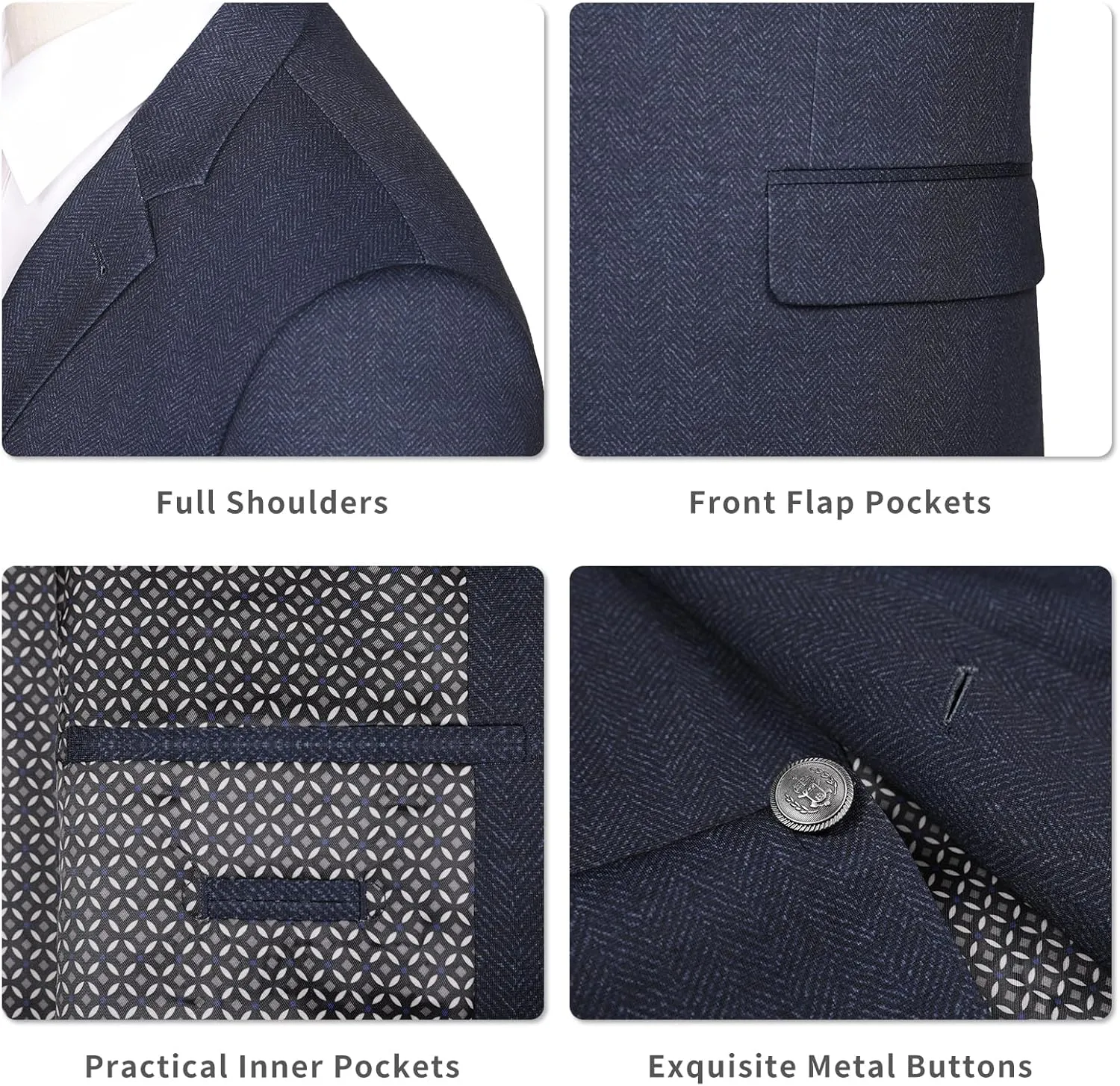 AMY ZHU Men's Sport Coat Knit Classic Fit Blazer Single Breasted 2 Button Notch Lapel Suit Jacket for Daily