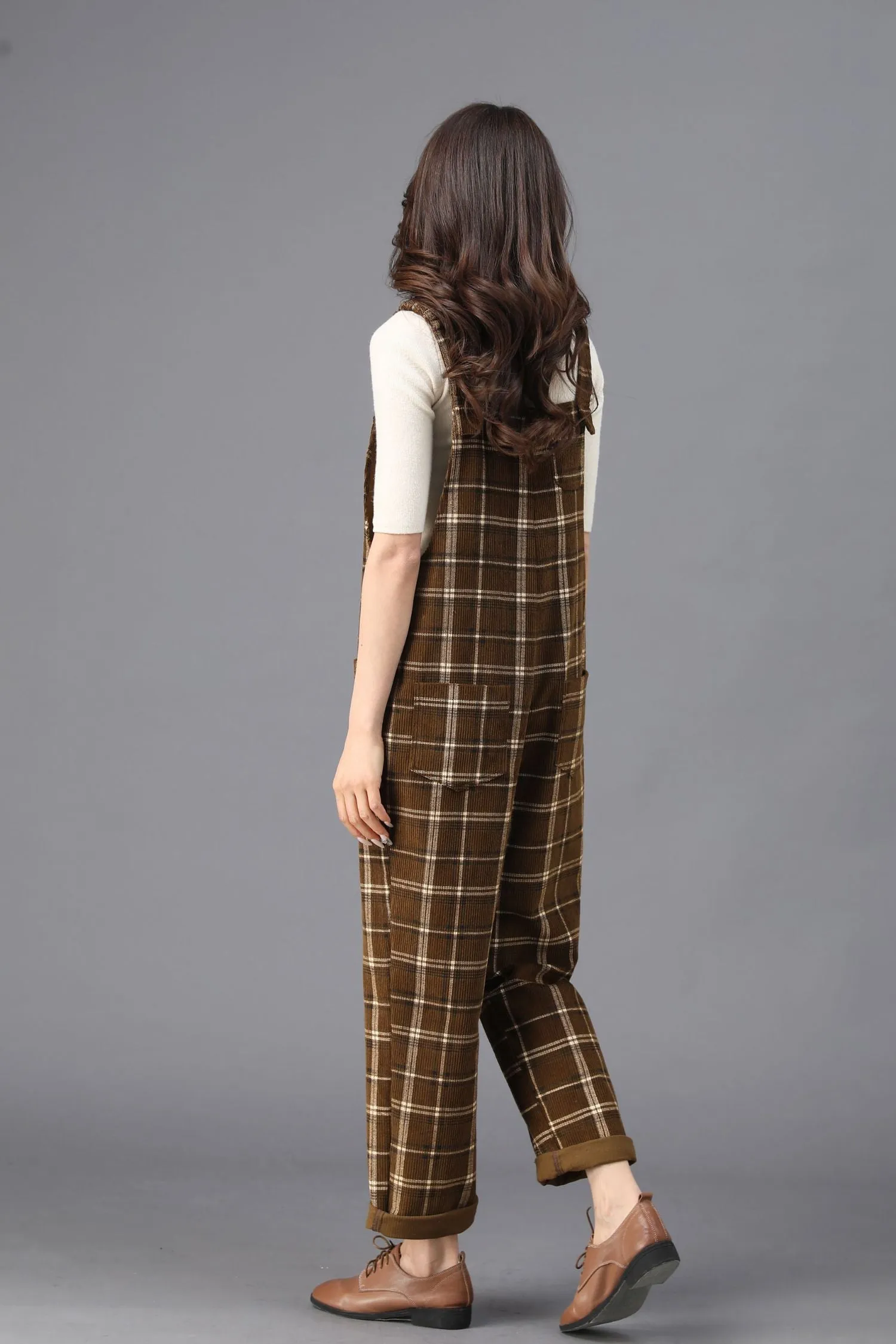 Brown Plaid Jumpsuits for the Modern Woman C4537