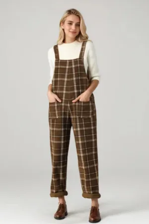 Brown Plaid Jumpsuits for the Modern Woman C4537
