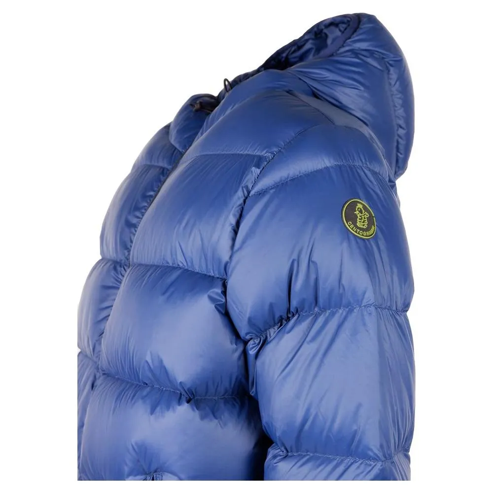 Centogrammi Sleek Blue Nylon Down Jacket