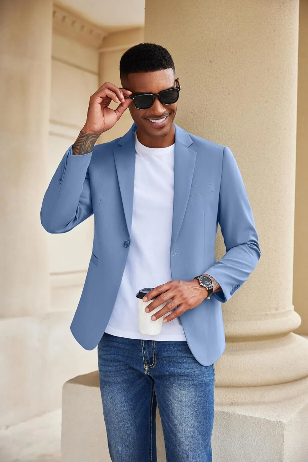COOFANDY Mens Casual Blazer Slim Fit Suit Jacket Lightweight One Button Business Sport Coats