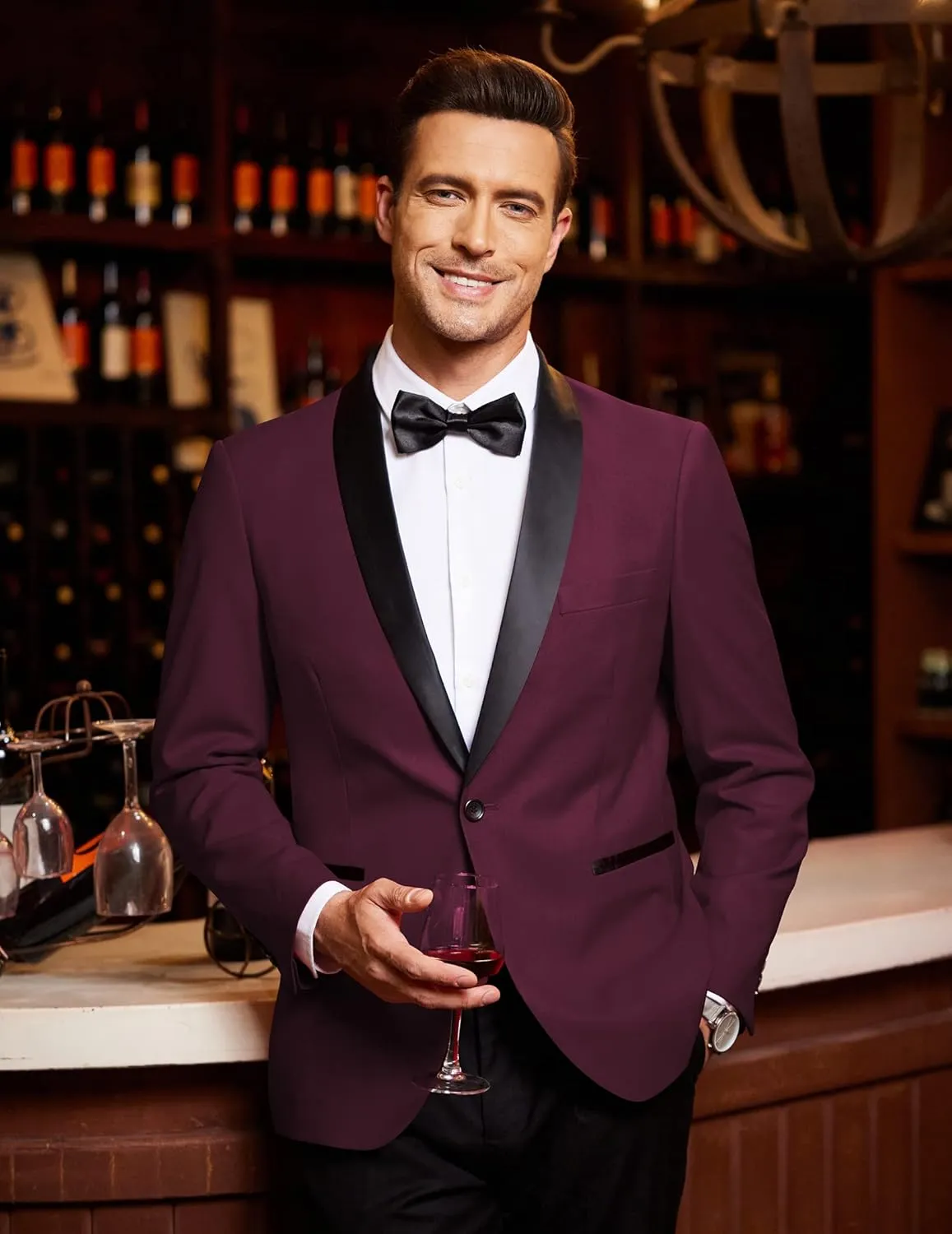 COOFANDY Men's Tuxedo Jacket One Button Dress Suit Blazer Jacket for Wedding Dinner Prom Party