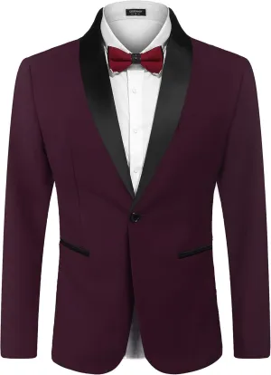 COOFANDY Men's Tuxedo Jacket One Button Dress Suit Blazer Jacket for Wedding Dinner Prom Party