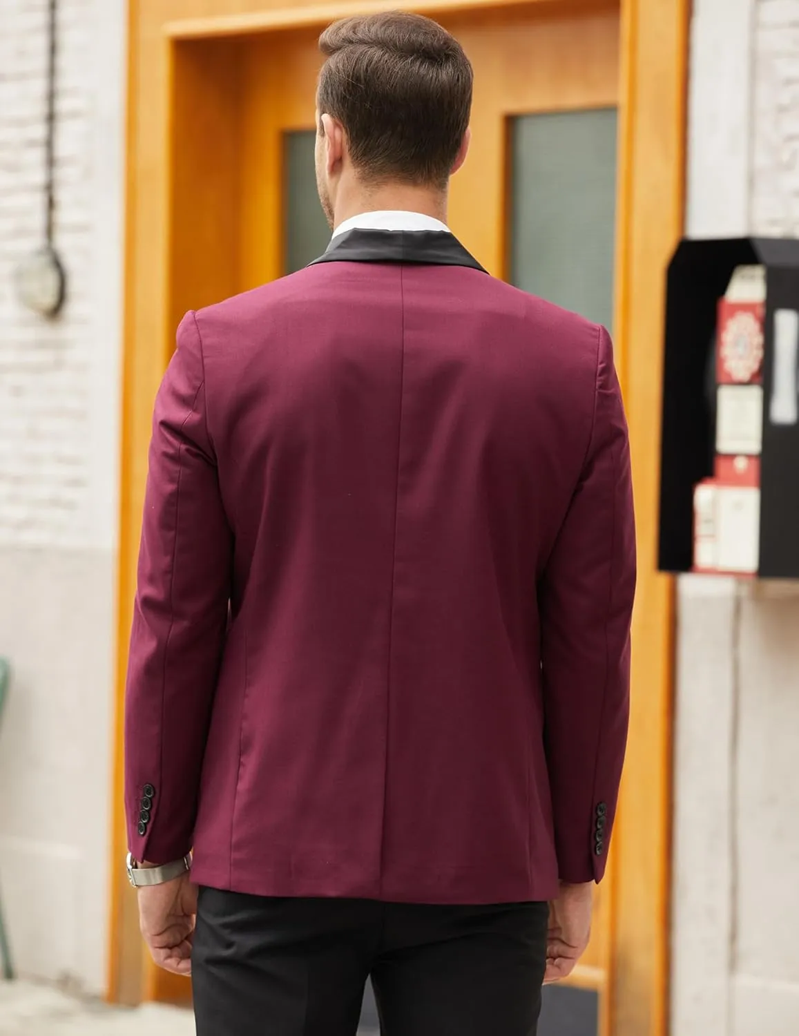 COOFANDY Men's Tuxedo Jacket One Button Dress Suit Blazer Jacket for Wedding Dinner Prom Party