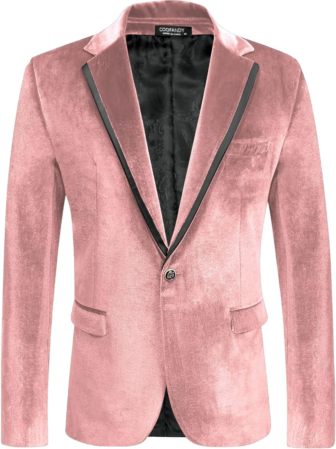 COOFANDY Men's Velvet Blazer Notched Lapel One Button Velour Tuxedo Jacket for Prom Wedding Party Dinner