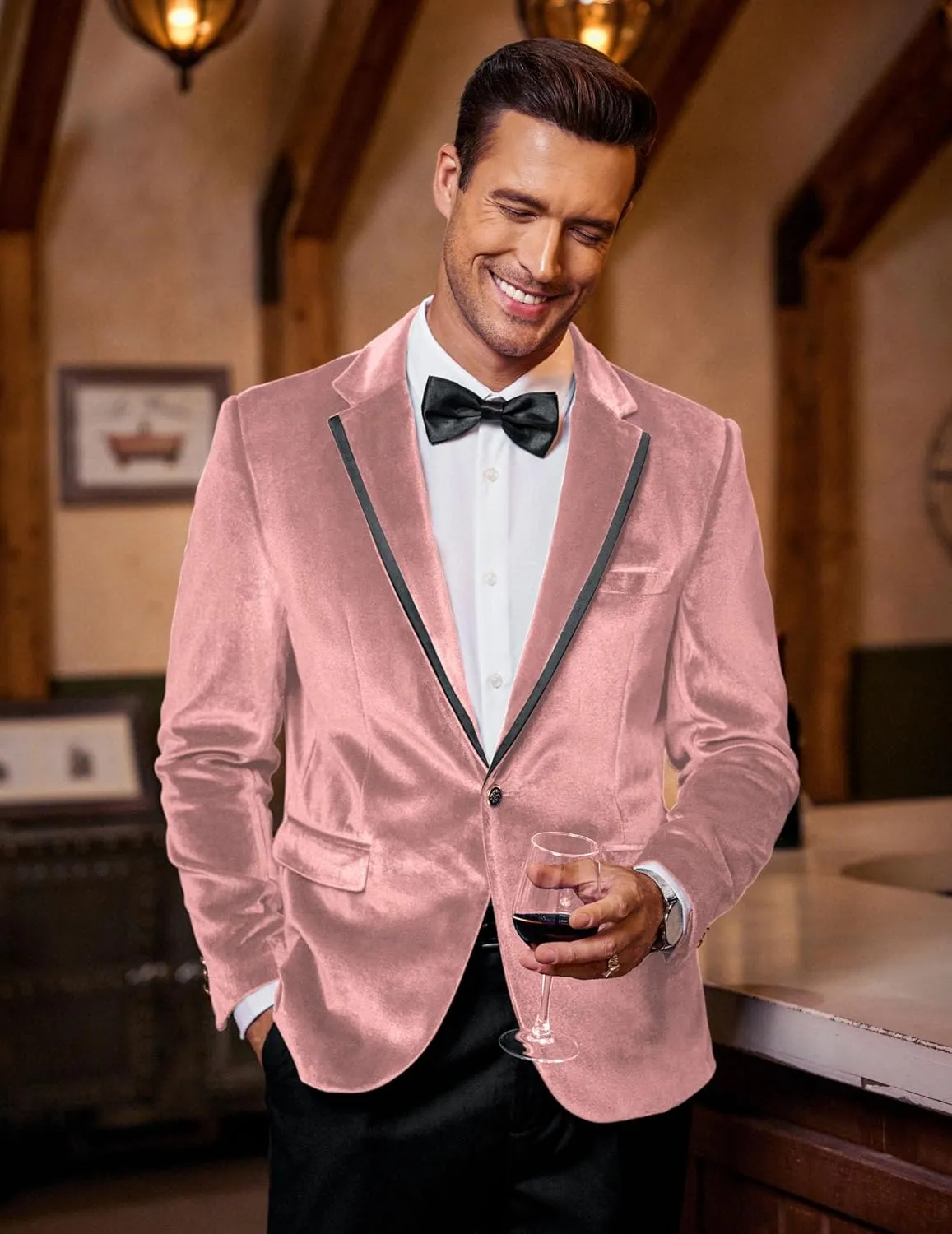 COOFANDY Men's Velvet Blazer Notched Lapel One Button Velour Tuxedo Jacket for Prom Wedding Party Dinner