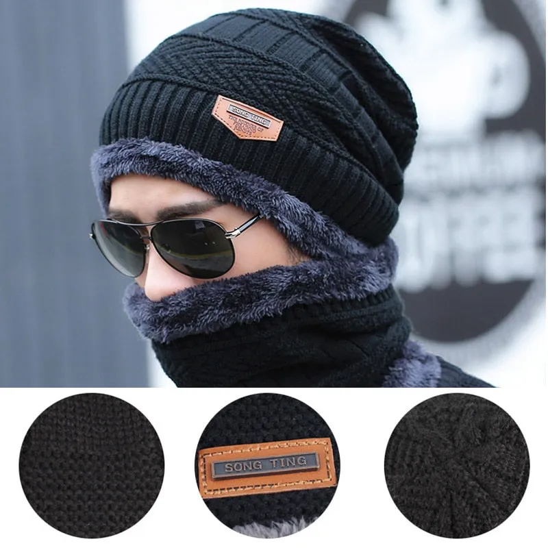 Coral Fleece Scarf Soft Men's Beanie