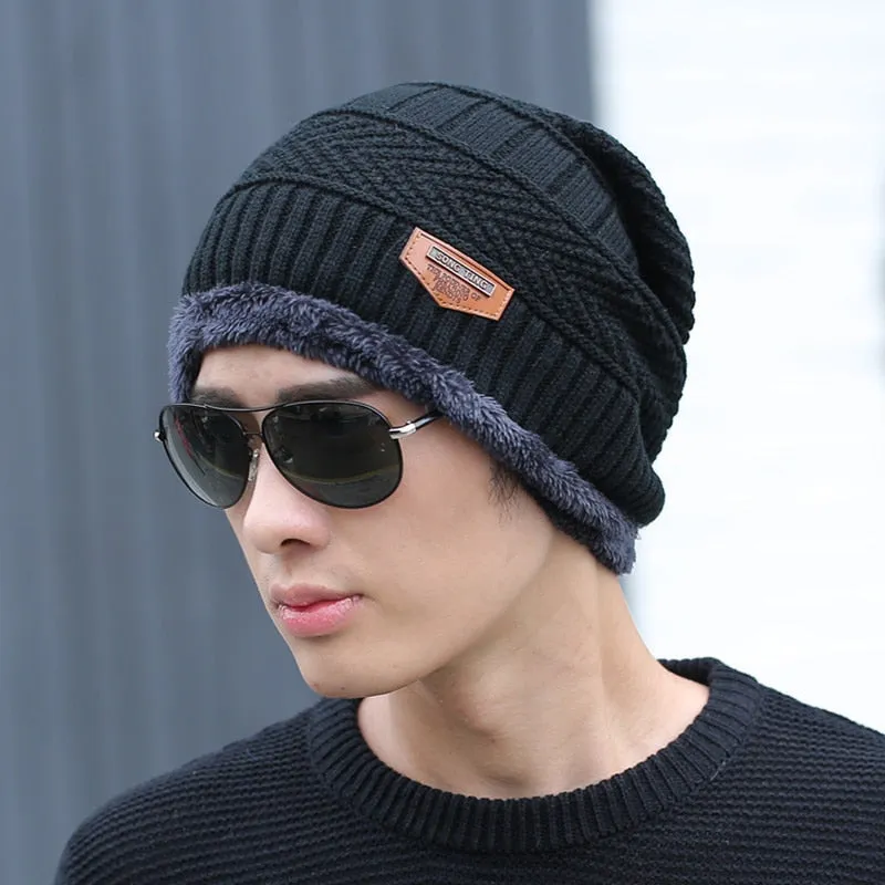 Coral Fleece Scarf Soft Men's Beanie
