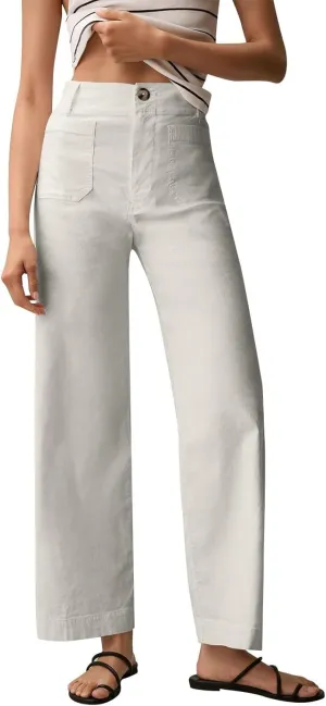 Cropped Pants for Women Stretch Straight Wide Leg High Waisted Business Work Chino Trousers Jeans with Pockets