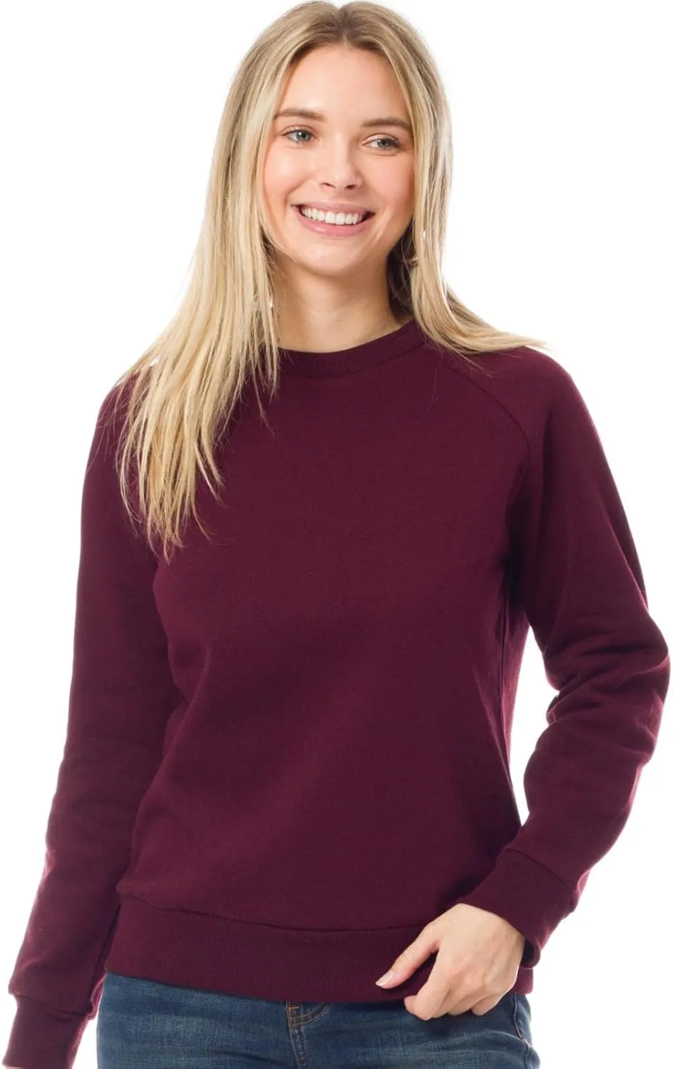 Design by Olivia Women's Basic Soft & Comfortable Pullover Fleece Crewneck Sweatshirt Fall Outfits