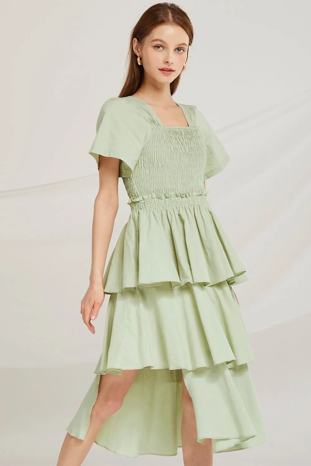 Erika Tiered Ruffle Smock Dress