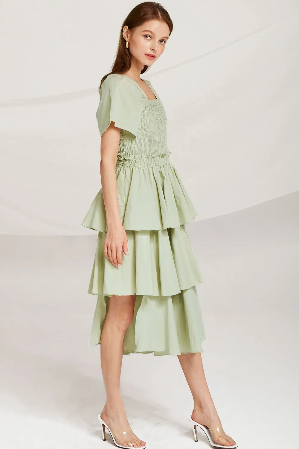 Erika Tiered Ruffle Smock Dress