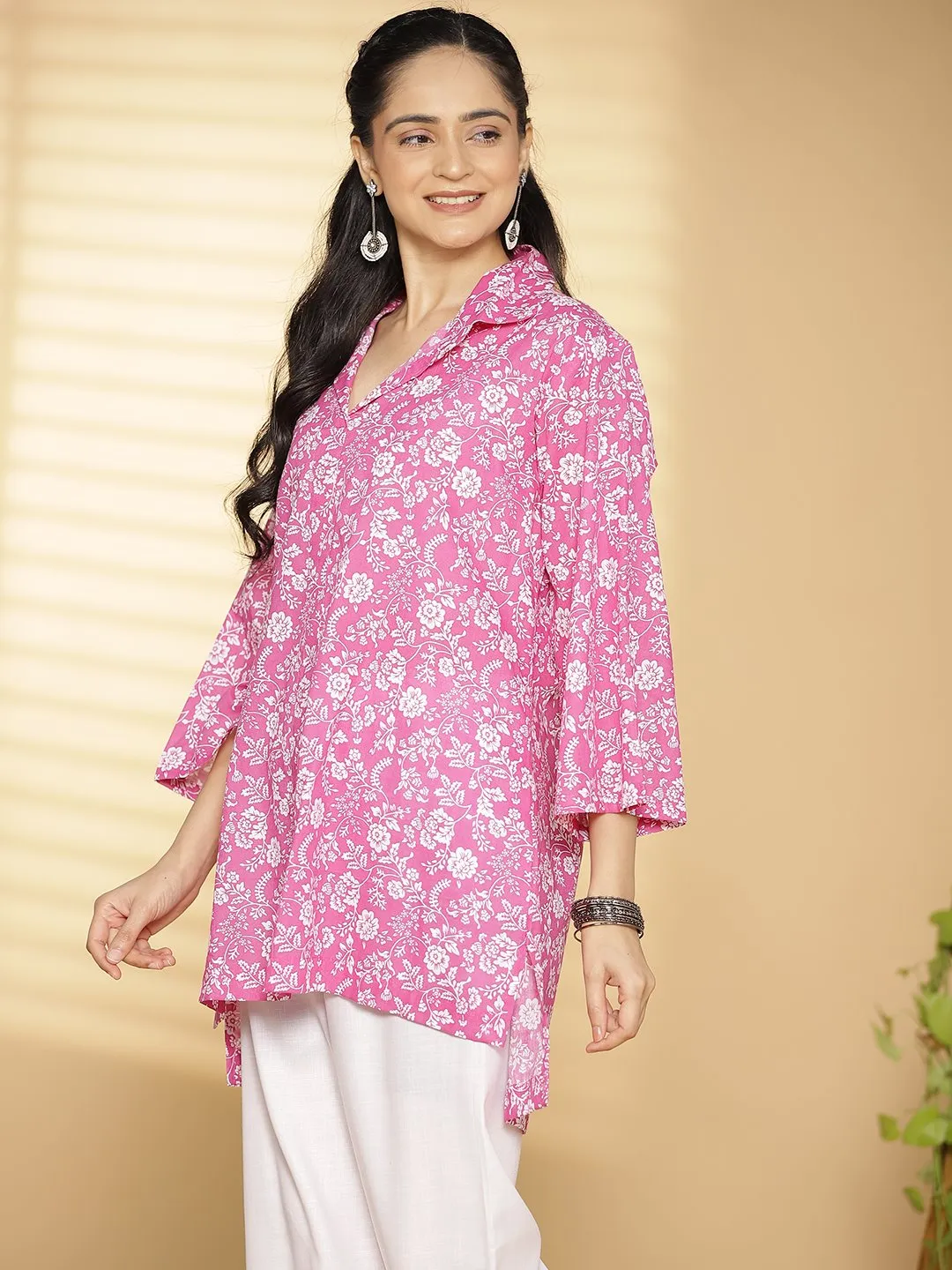 Fuschia Jaal Printed ShirtTop