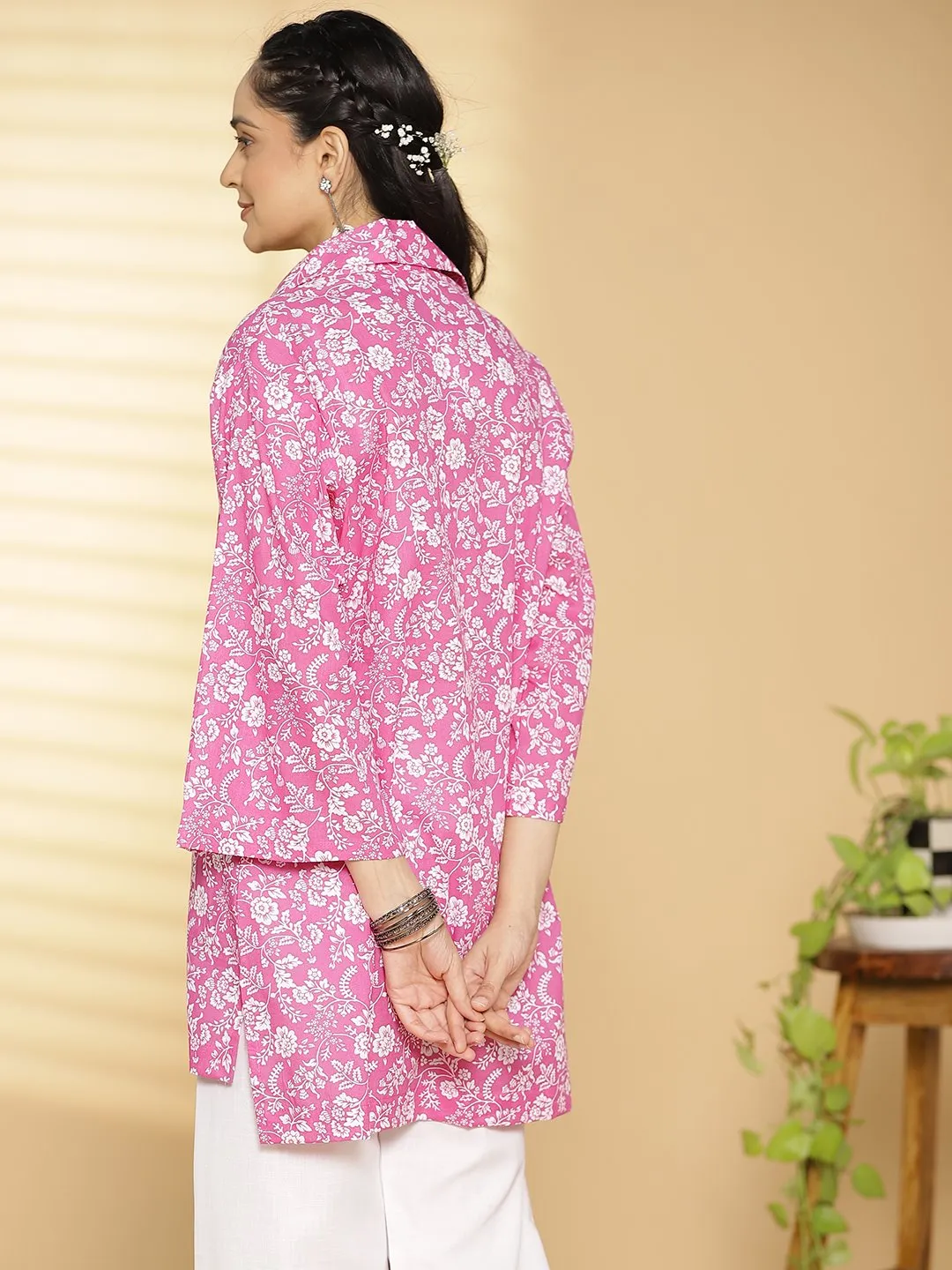 Fuschia Jaal Printed ShirtTop