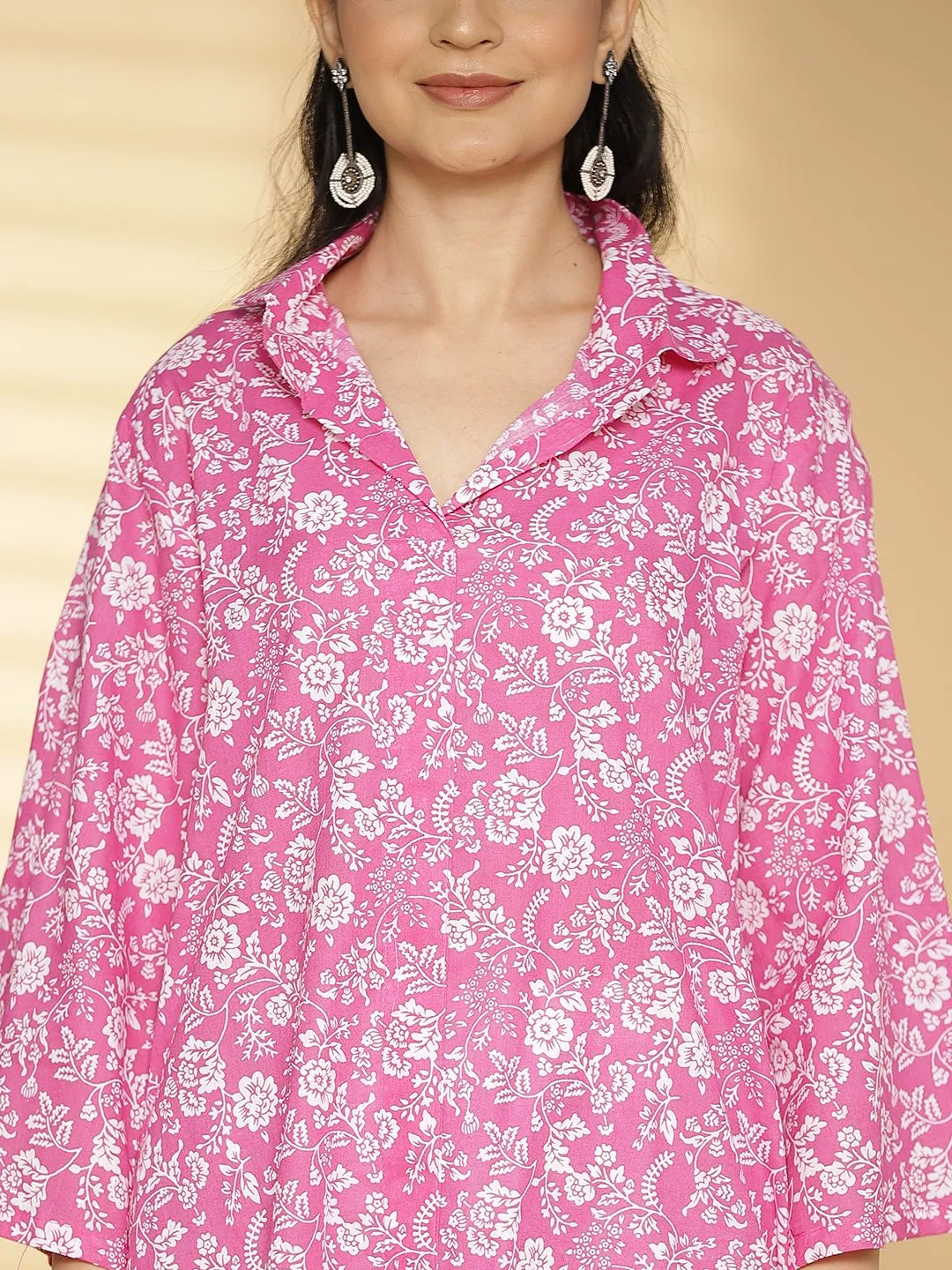 Fuschia Jaal Printed ShirtTop