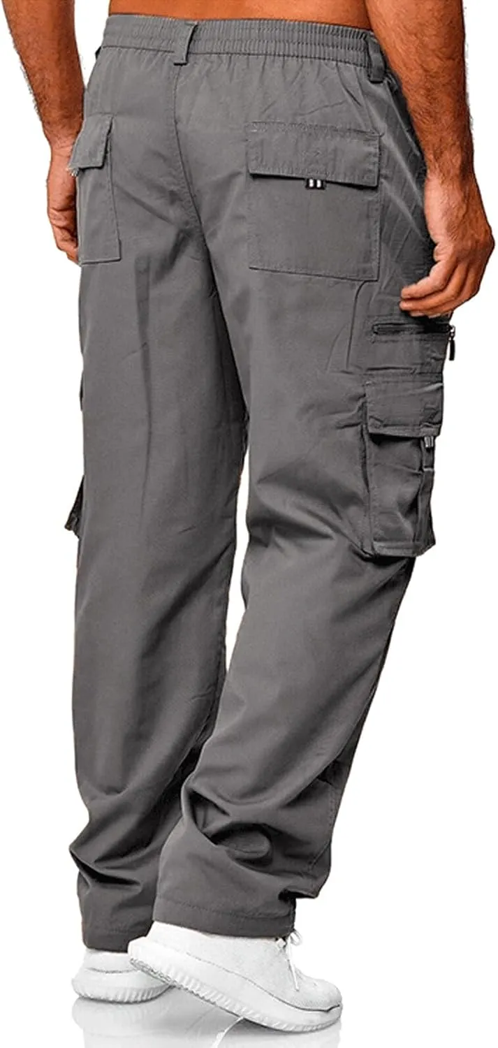 GIERIDUC Mens Cargo Sweatpants Casual Pantalones De Deporte De Hombre Mens White Sweatpants Large Joggers with Zip Pockets