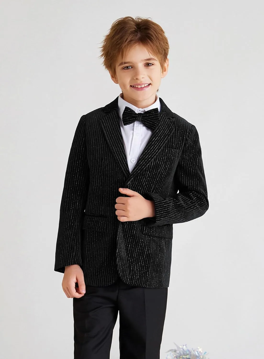 GRACE KARIN Boys Velvet Blazers Slim Fit Suit Jacket Formal Blazer for Party Prom5-12Y