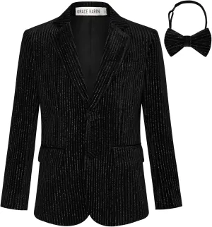 GRACE KARIN Boys Velvet Blazers Slim Fit Suit Jacket Formal Blazer for Party Prom5-12Y