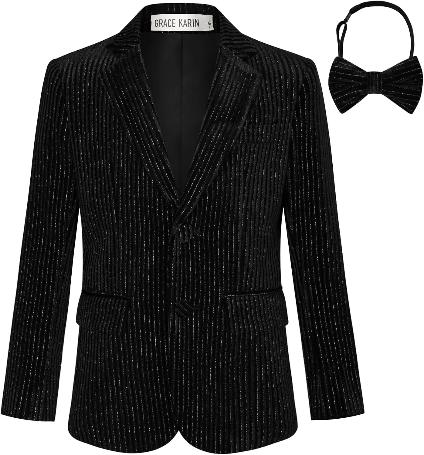 GRACE KARIN Boys Velvet Blazers Slim Fit Suit Jacket Formal Blazer for Party Prom5-12Y