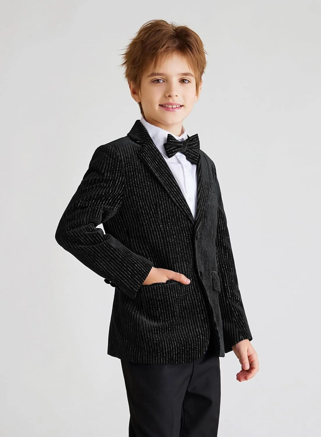 GRACE KARIN Boys Velvet Blazers Slim Fit Suit Jacket Formal Blazer for Party Prom5-12Y