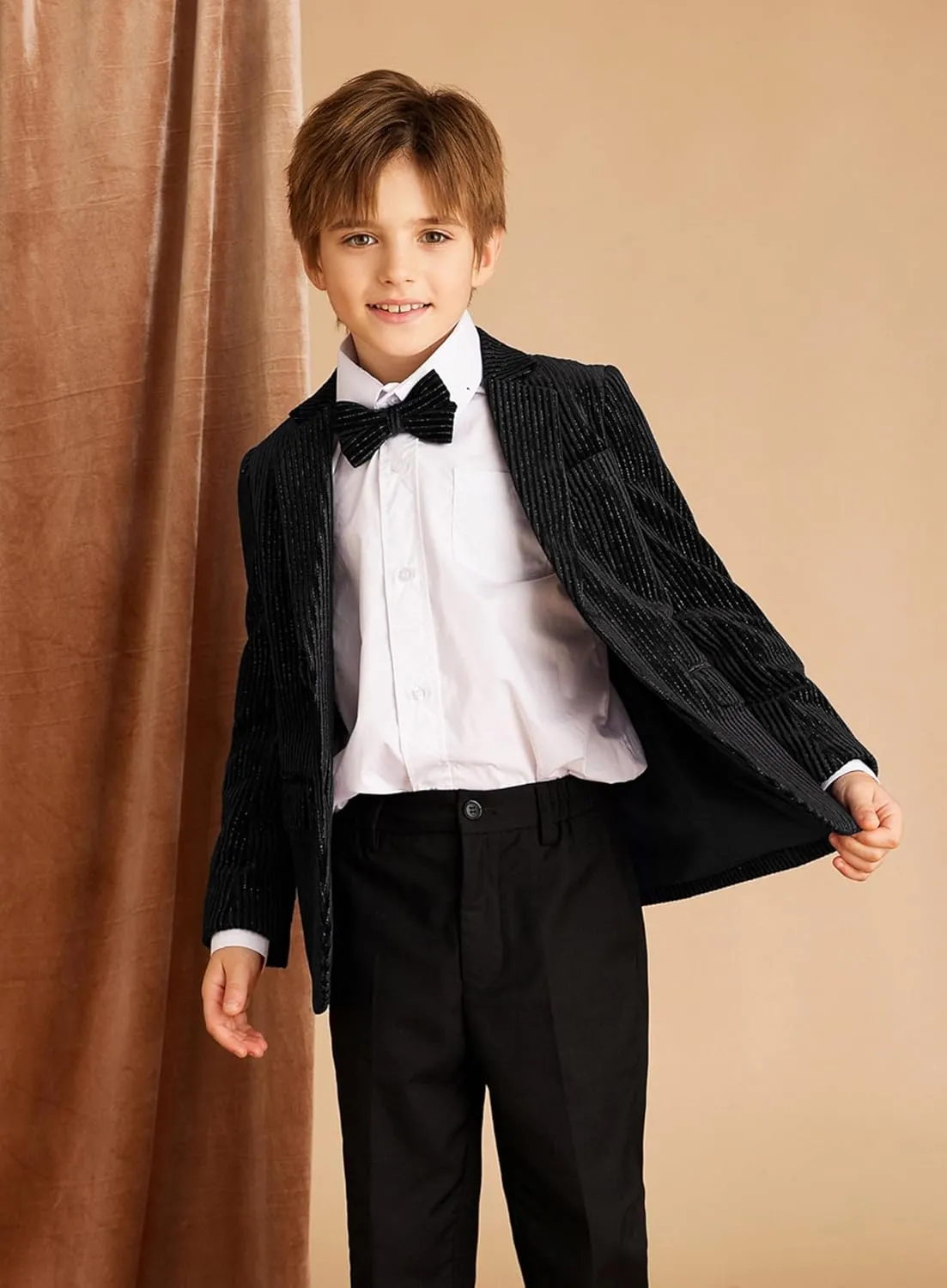 GRACE KARIN Boys Velvet Blazers Slim Fit Suit Jacket Formal Blazer for Party Prom5-12Y