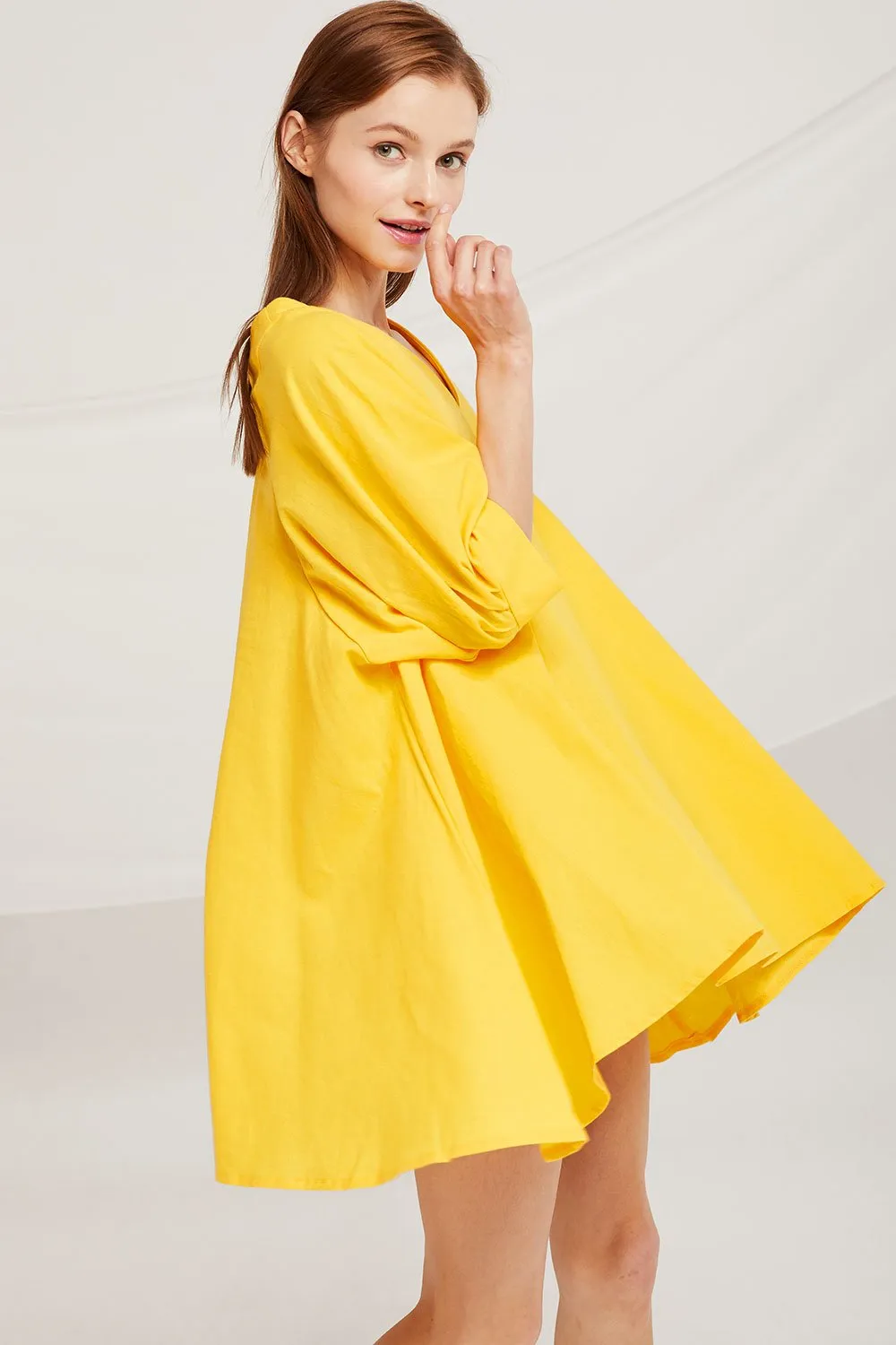 Isabella V-Neck Puff Sleeve Dress