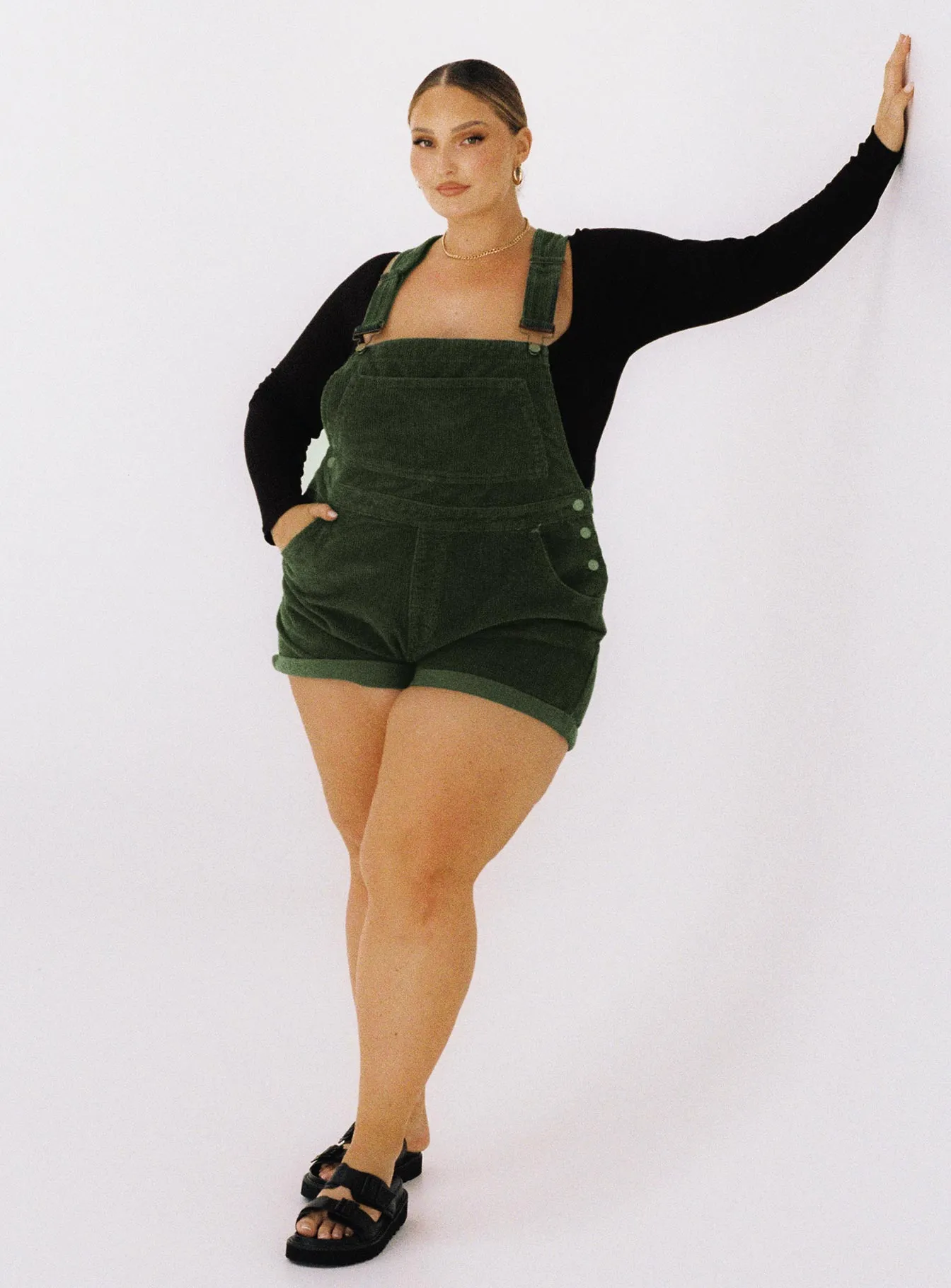 Kacey Overalls Khaki Curve