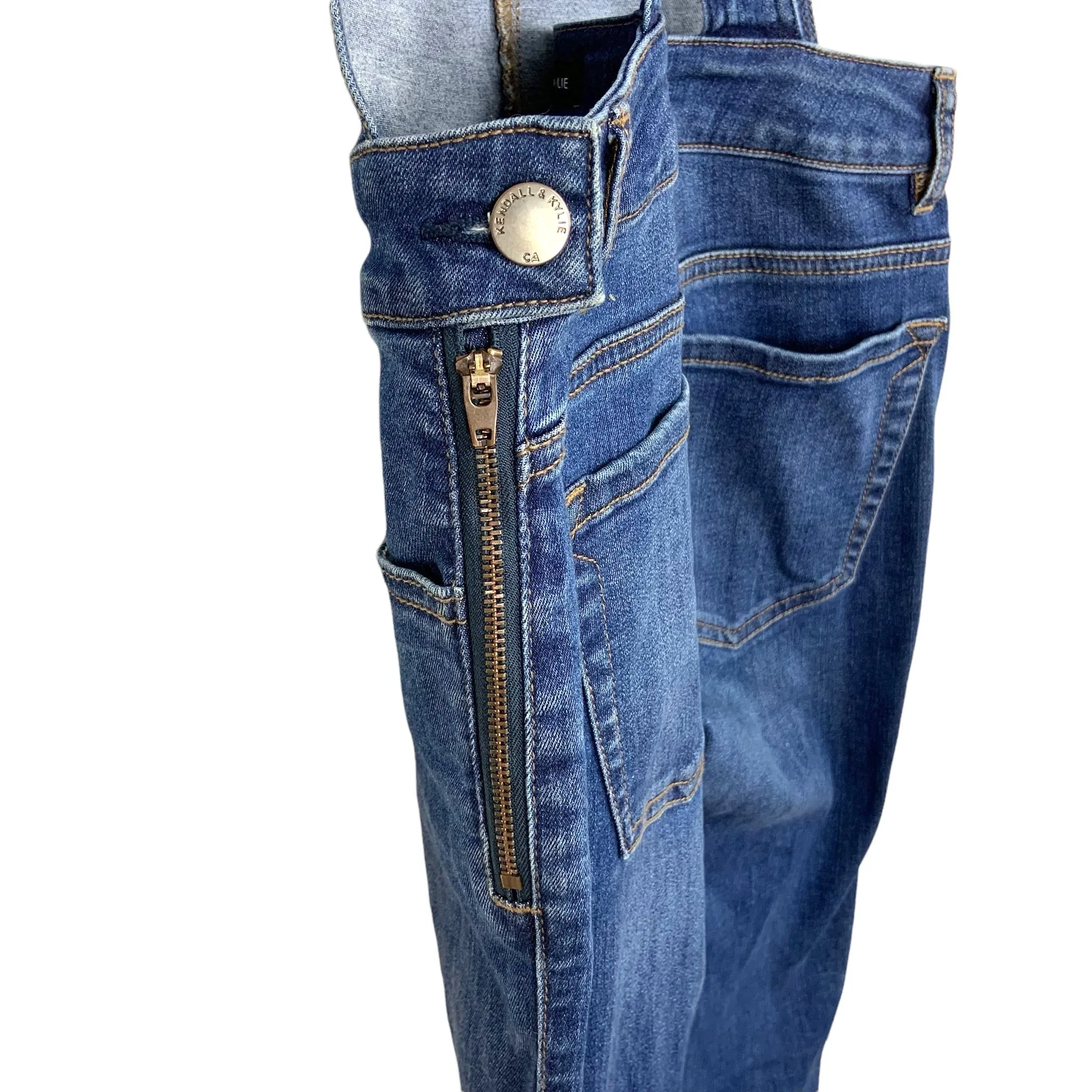Kendall & Kylie Denim Skinny Leg Overalls- Size 24