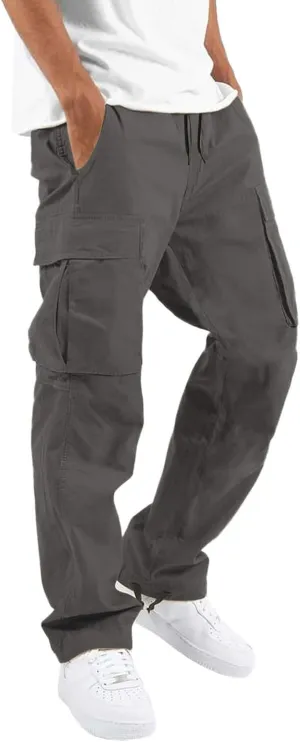 Mens Big and Tall Cargo PantsMens Cargo Pants Lightweight Casual Relaxed Fit Wide Leg Trousers Drawstring Waist Pants Overalls Sport JoggersChino Pants Slim Fit