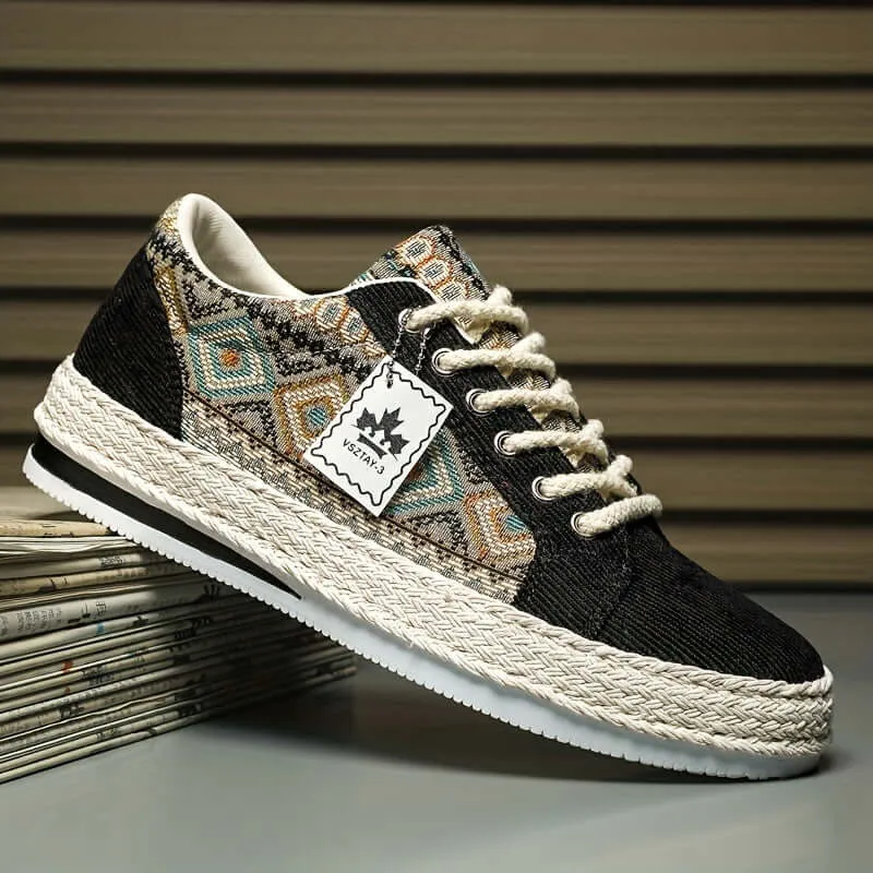 Men's Ethnic Patterned Canvas Sneakers