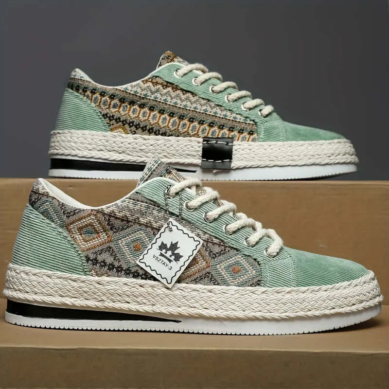 Men's Ethnic Patterned Canvas Sneakers