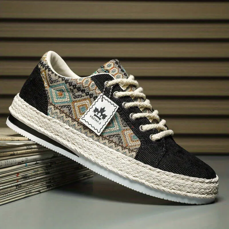 Men's Ethnic Patterned Canvas Sneakers