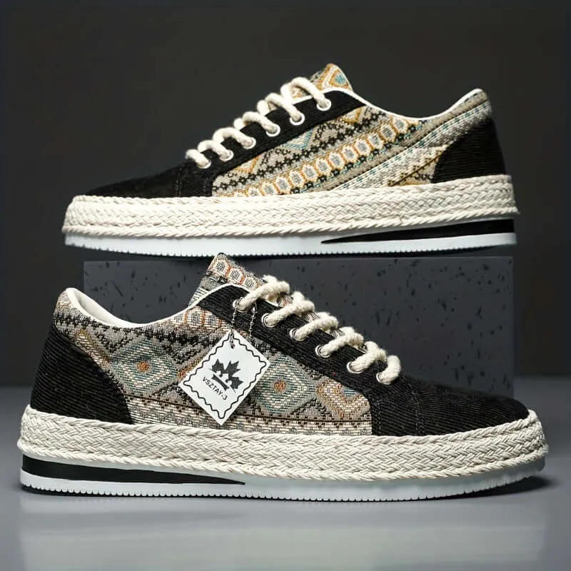 Men's Ethnic Patterned Canvas Sneakers