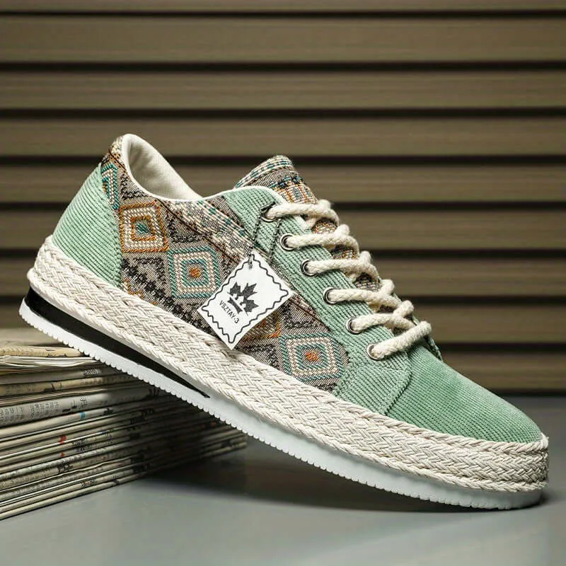 Men's Ethnic Patterned Canvas Sneakers