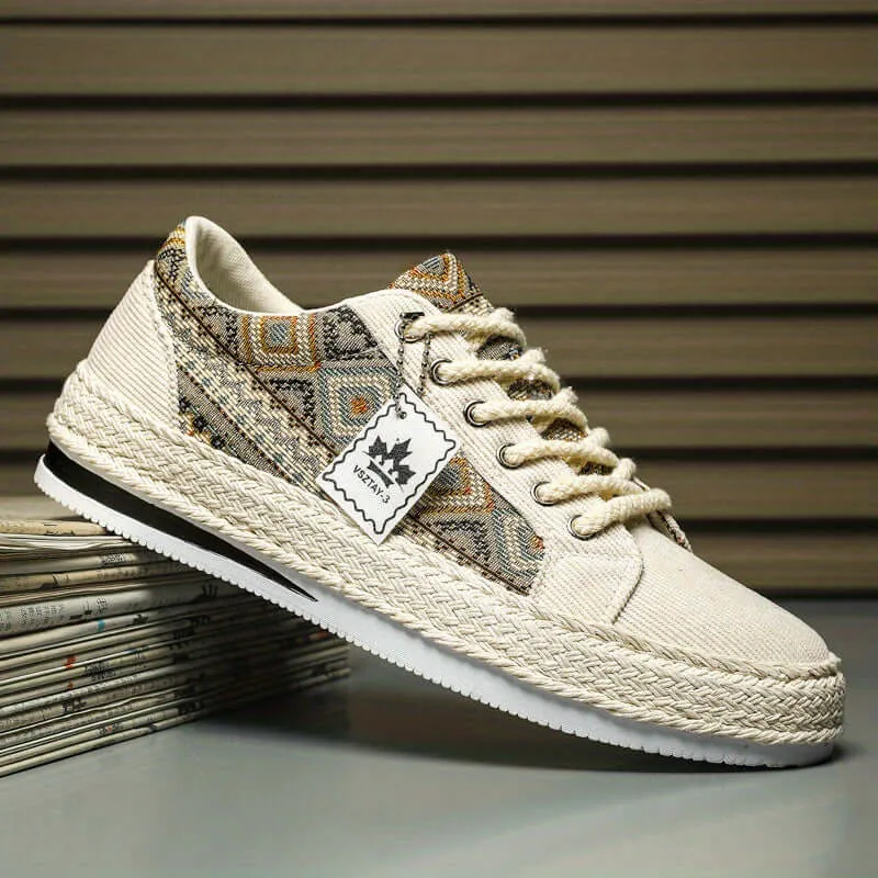Men's Ethnic Patterned Canvas Sneakers