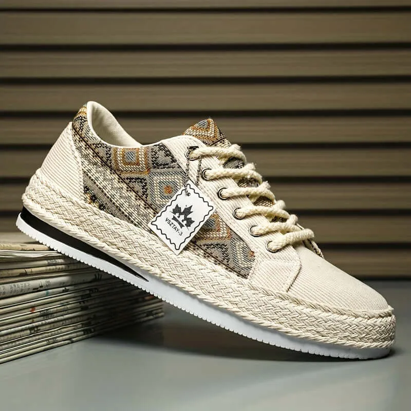 Men's Ethnic Patterned Canvas Sneakers