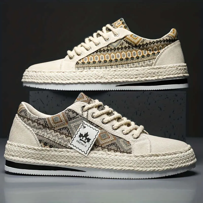 Men's Ethnic Patterned Canvas Sneakers