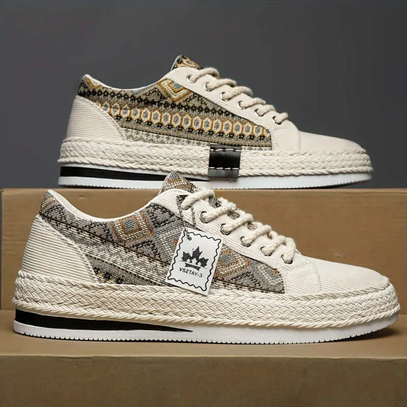 Men's Ethnic Patterned Canvas Sneakers