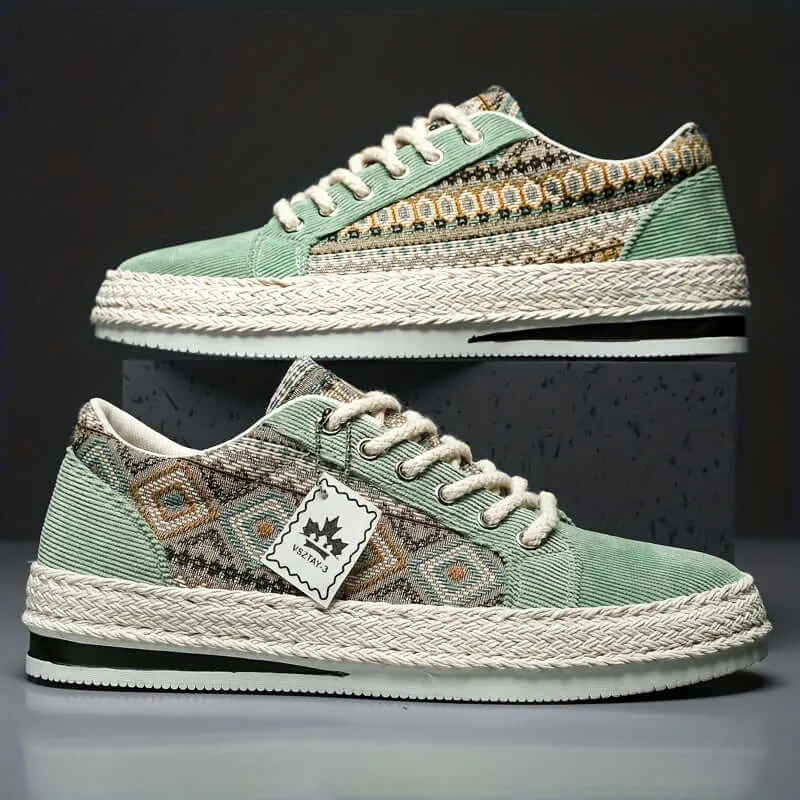 Men's Ethnic Patterned Canvas Sneakers