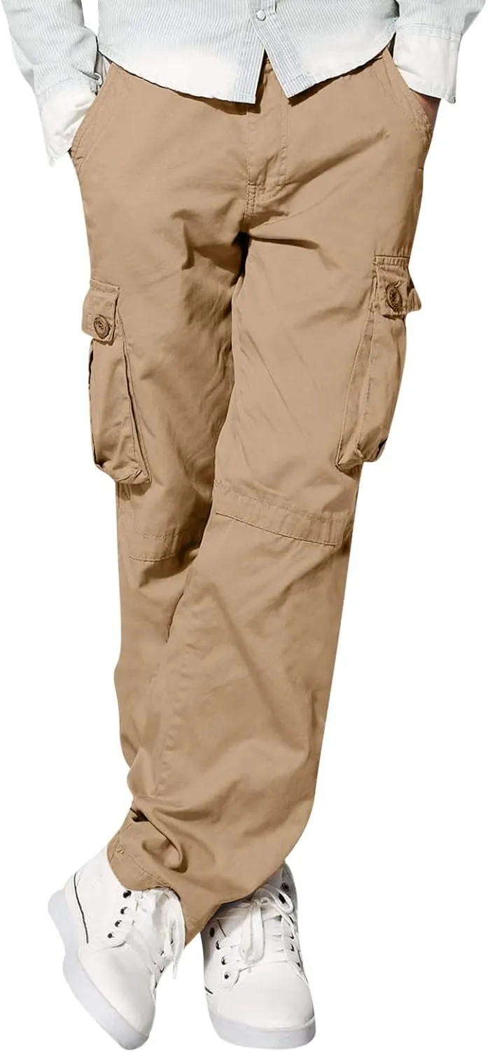 Mens Fashion Hiking Cargo Pants Loose Fit Trousers with Pockets Sports Pants Mens Workwear Overalls Athletic Joggers