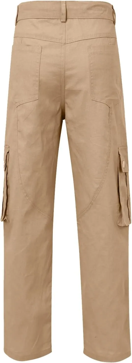 Mens Fashion Hiking Cargo Pants Loose Fit Trousers with Pockets Sports Pants Mens Workwear Overalls Athletic Joggers