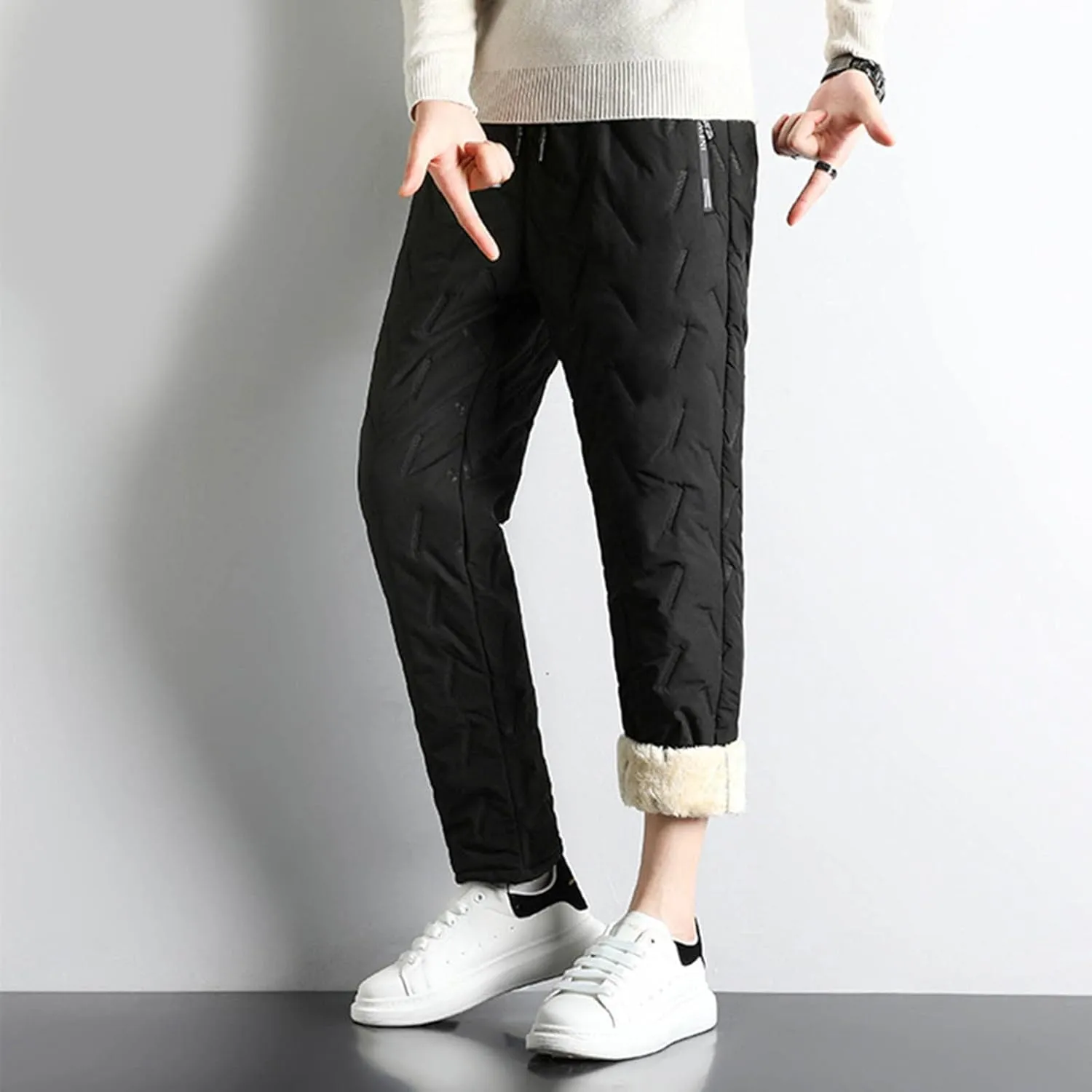 Men's Fleece Lined Sweatpants Sherpa Lined Sweatpants Warm Thick Jogging Pants 2024 Winter Sweat Pants Track Pants