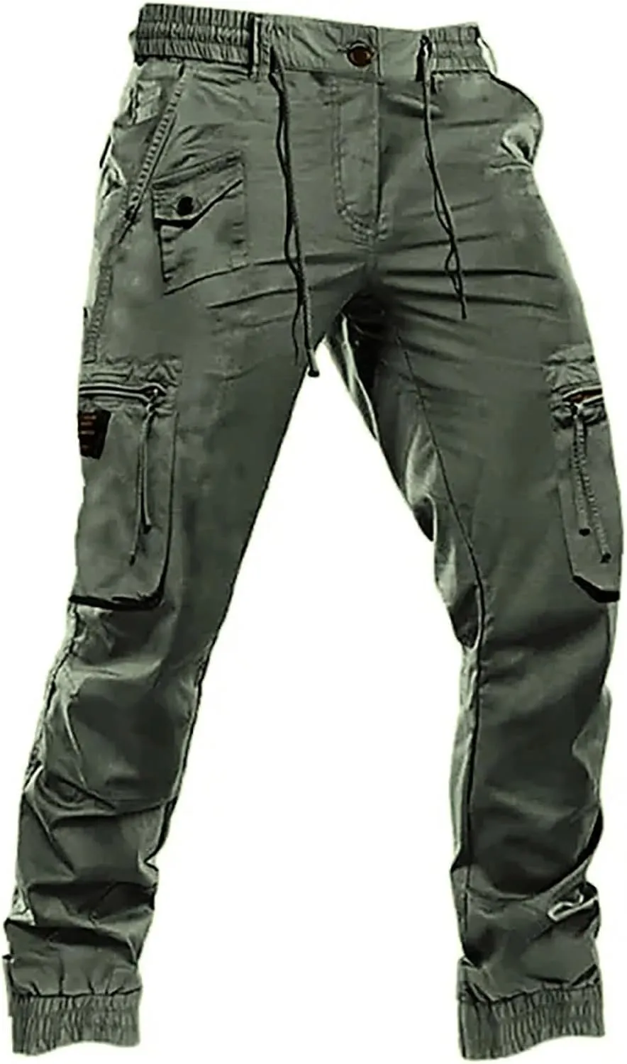 Mens Military Solid Color Overalls Tactical Multi Pockets Straight Baggy Cargo Pants Outdoor Dressy Casual Plus Size Trouser