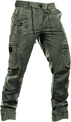 Mens Military Solid Color Overalls Tactical Multi Pockets Straight Baggy Cargo Pants Outdoor Dressy Casual Plus Size Trouser