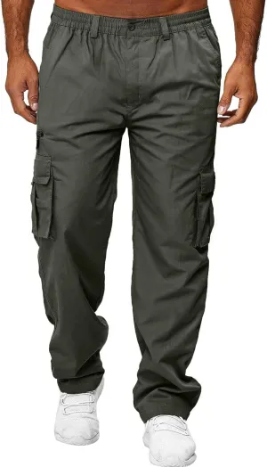 Mens Track PantsTactical Cargo Pants for Men Lightweight Slim Fit Trousers Outdoor Hiking Pants Overalls with Multi PocketsStraight Cargo Pants for Men
