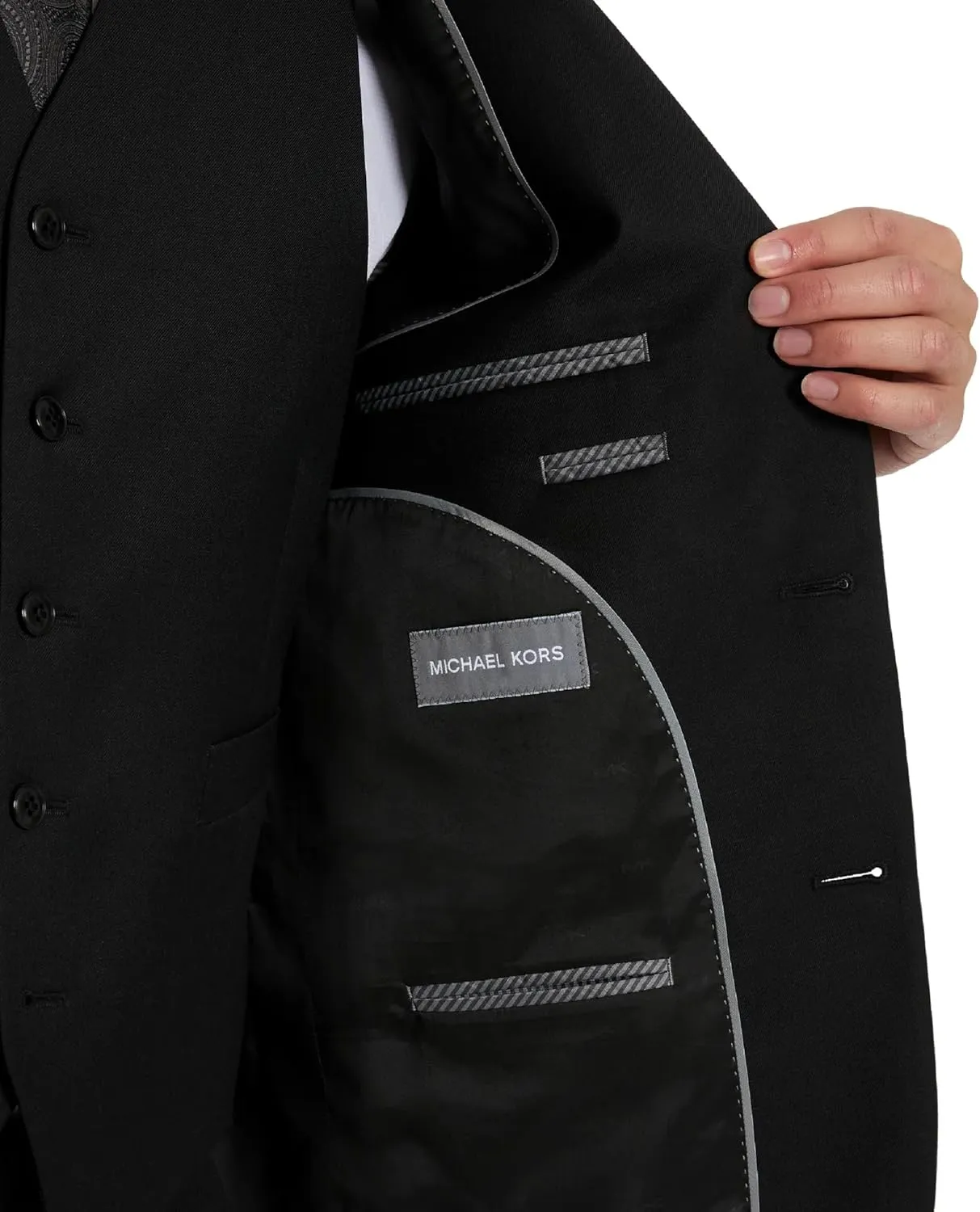 Michael Kors Mens 3-Piece Classic Fit Suit Separates | Blazer, Vest & Pants, Perfect for Weddings, Proms & Formal Events